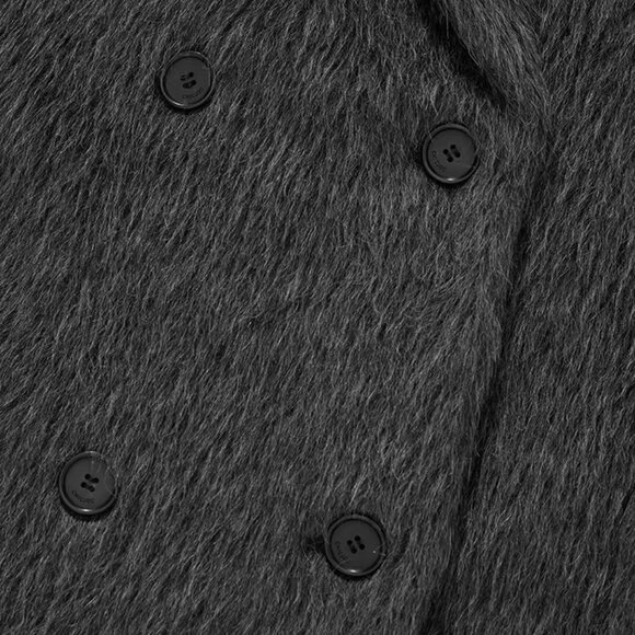 CHICJOC Long Tailored Alpaca Wool Coat Melange Dark Gray Size 36 - Picture 16 of 16